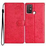 For ZTE Blade A52 Butterfly Love Flower Embossed Leather Phone Case(Red)