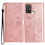 For ZTE Blade A52 Butterfly Love Flower Embossed Leather Phone Case(Rose Gold)
