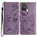 For ZTE Blade A52 Butterfly Love Flower Embossed Leather Phone Case(Purple)