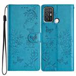 For ZTE Blade A52 Butterfly Love Flower Embossed Leather Phone Case(Blue)