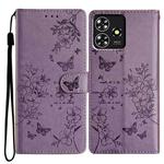 For ZTE Blade A73 4G Butterfly Love Flower Embossed Leather Phone Case(Purple)