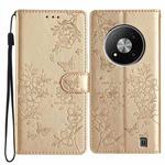 For ZTE Blade A73 5G Butterfly Love Flower Embossed Leather Phone Case(Gold)