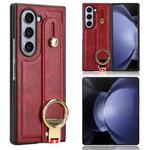 For Samsung Galaxy Z Fold6 Wristband Leather Back Phone Case(Red)