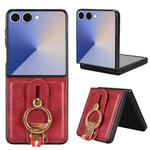 For Samsung Galaxy Z Flip7 5G Wristband Leather Back Phone Case(Red)