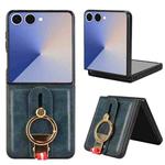 For Samsung Galaxy Z Flip7 5G Wristband Leather Back Phone Case(Blue)