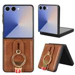 For Samsung Galaxy Z Flip7 5G Wristband Leather Back Phone Case(Brown)