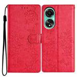 For OPPO A38 4G / A18 Butterfly Love Flower Embossed Leather Phone Case(Red)