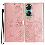 For OPPO A38 4G / A18 Butterfly Love Flower Embossed Leather Phone Case(Rose Gold)