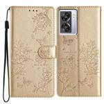 For OPPO A57 4G / 5G / A77 5G Butterfly Love Flower Embossed Leather Phone Case(Gold)