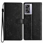 For OPPO A57 4G / 5G / A77 5G Butterfly Love Flower Embossed Leather Phone Case(Black)