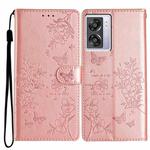 For OPPO A57 4G / 5G / A77 5G Butterfly Love Flower Embossed Leather Phone Case(Rose Gold)