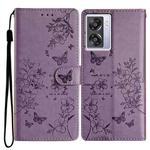 For OPPO A57 4G / 5G / A77 5G Butterfly Love Flower Embossed Leather Phone Case(Purple)