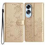 For OPPO A60 Butterfly Love Flower Embossed Leather Phone Case(Gold)