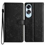 For OPPO A60 Butterfly Love Flower Embossed Leather Phone Case(Black)