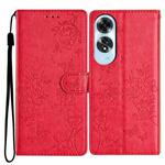 For OPPO A60 Butterfly Love Flower Embossed Leather Phone Case(Red)