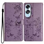 For OPPO A60 Butterfly Love Flower Embossed Leather Phone Case(Purple)