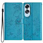 For OPPO A60 Butterfly Love Flower Embossed Leather Phone Case(Blue)