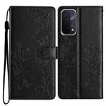 For OPPO A74 5G / A54 5G Butterfly Love Flower Embossed Leather Phone Case(Black)
