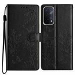 For OPPO A93 5G Butterfly Love Flower Embossed Leather Phone Case(Black)