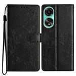 For OPPO A78 4G Butterfly Love Flower Embossed Leather Phone Case(Black)