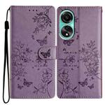 For OPPO A78 4G Butterfly Love Flower Embossed Leather Phone Case(Purple)