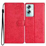 For OPPO A79 / A2 5G Butterfly Love Flower Embossed Leather Phone Case(Red)