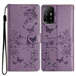 For OPPO A94 5G Butterfly Love Flower Embossed Leather Phone Case(Purple)