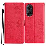 For OPPO A98 Butterfly Love Flower Embossed Leather Phone Case(Red)