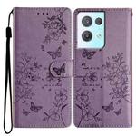 For OPPO Reno8 Pro 5G Global Butterfly Love Flower Embossed Leather Phone Case(Purple)