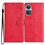 For OPPO Reno10 / Reno10 Pro Butterfly Love Flower Embossed Leather Phone Case(Red)