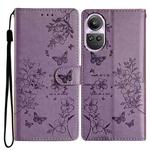 For OPPO Reno10 / Reno10 Pro Butterfly Love Flower Embossed Leather Phone Case(Purple)