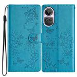 For OPPO Reno10 / Reno10 Pro Butterfly Love Flower Embossed Leather Phone Case(Blue)