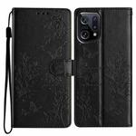 For OPPO Find X5 Butterfly Love Flower Embossed Leather Phone Case(Black)