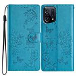 For OPPO Find X5 Butterfly Love Flower Embossed Leather Phone Case(Blue)