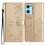 For OPPO Find X5 Lite Butterfly Love Flower Embossed Leather Phone Case(Gold)