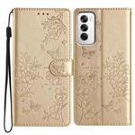 For OPPO Reno12 5G Global Butterfly Love Flower Embossed Leather Phone Case(Gold)