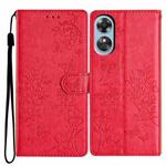 For OPPO A17 Butterfly Love Flower Embossed Leather Phone Case(Red)