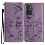 For OPPO A36 / A76 / A96 Butterfly Love Flower Embossed Leather Phone Case(Purple)