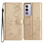 For OPPO A3 Pro 5G Butterflies and Flowers Leather Phone Case(Gold)