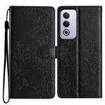 For OPPO A3 Pro 5G Butterflies and Flowers Leather Phone Case(Black)