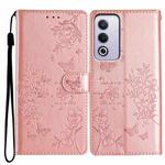 For OPPO A3 Pro 5G Butterflies and Flowers Leather Phone Case(Rose Gold)