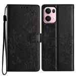For OPPO Reno13 Pro Global Butterflies and Flowers Leather Phone Case(Black)