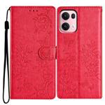 For OPPO Reno13 Pro Global Butterflies and Flowers Leather Phone Case(Red)