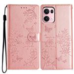 For OPPO Reno13 Pro Global Butterflies and Flowers Leather Phone Case(Rose Gold)