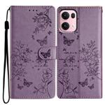 For OPPO Reno13 Pro Global Butterflies and Flowers Leather Phone Case(Purple)