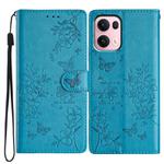For OPPO Reno13 Pro Global Butterflies and Flowers Leather Phone Case(Blue)