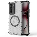 For OPPO Reno12 Pro Global Honeycomb Magnetic Ring Shockproof Phone Case(White)