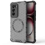 For OPPO Reno12 Pro Global Honeycomb Magnetic Ring Shockproof Phone Case(Black)