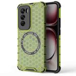 For OPPO Reno12 Pro Global Honeycomb Magnetic Ring Shockproof Phone Case(Green)