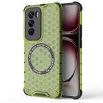 For OPPO Reno12 Global Honeycomb Magnetic Ring Shockproof Phone Case(Green)